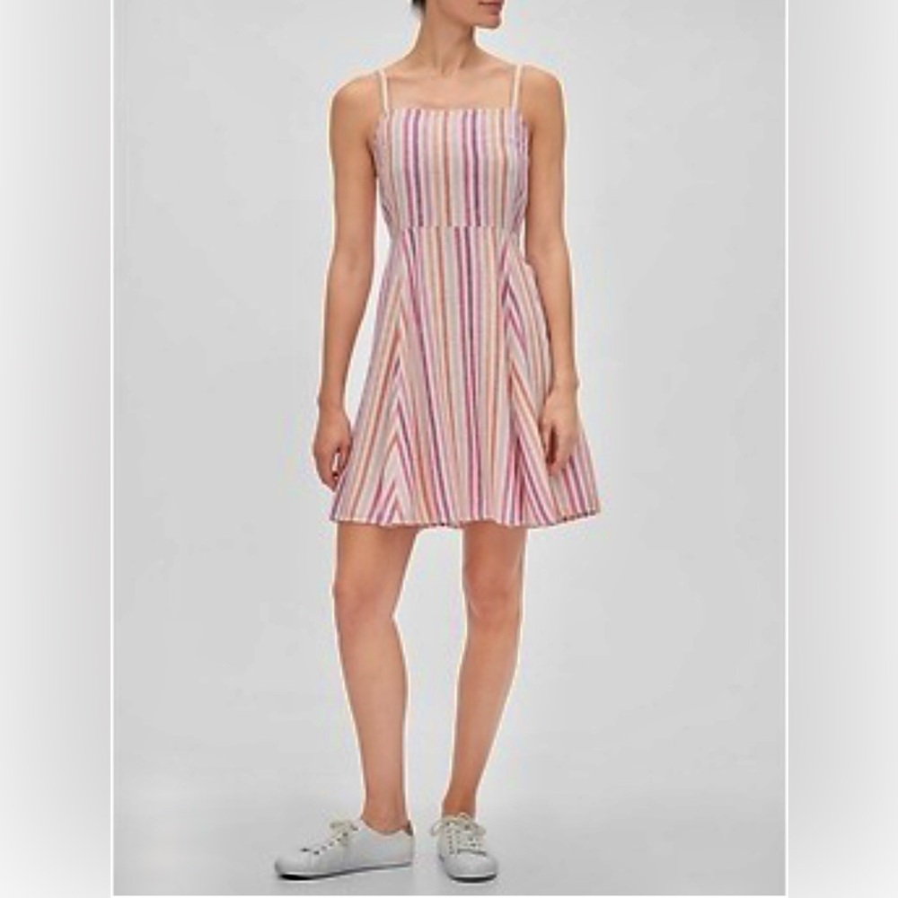 GAP Pink and White Striped cami midi dress